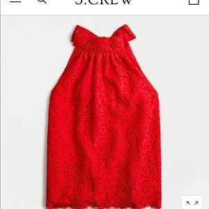 J Crew Red Lace Top